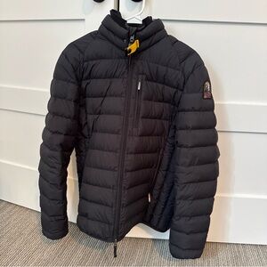 Parajumpers Black Puffer Jacket with Yellow Accent